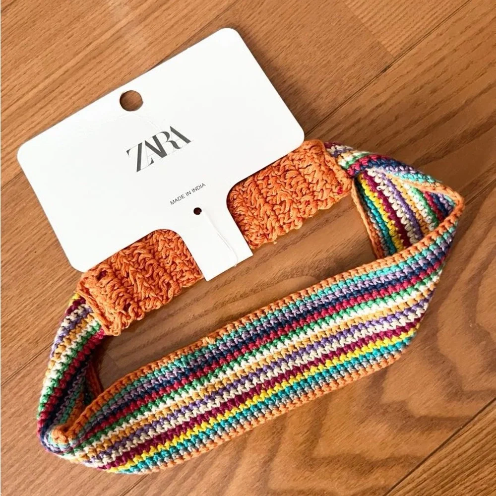 Zara Multicolor Crocheted Striped Headband- NWT